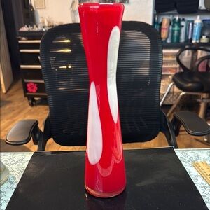 Elegant MCM Red and White Glass Vase